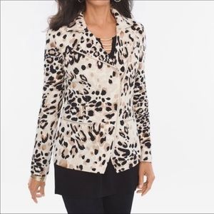 Chico's Leopard Zip Motorcycle Career Coat Jacket